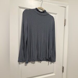 Striped Black and White Turtleneck Top